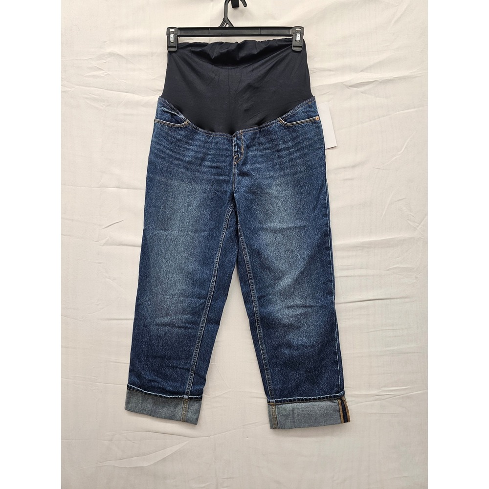 Isabel by Ingrid & Isabel Maternity Cropped Vintage Straight Jeans Dark‎ Wash 6